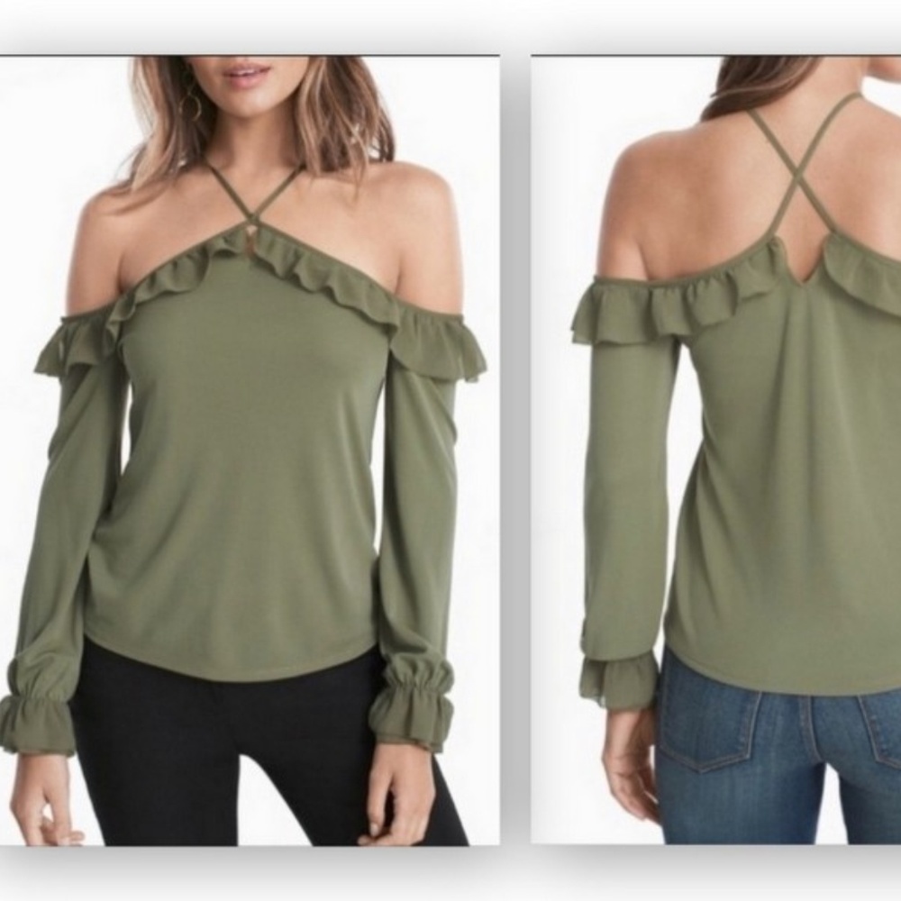 WHITE HS BLACK MRKT Green Off The Shoulder Top M